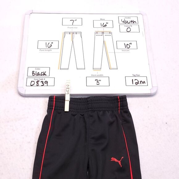 Puma Active Pull On Running Athletic Pants Toddler Boys Size 12M Black Red - Picture 8 of 8